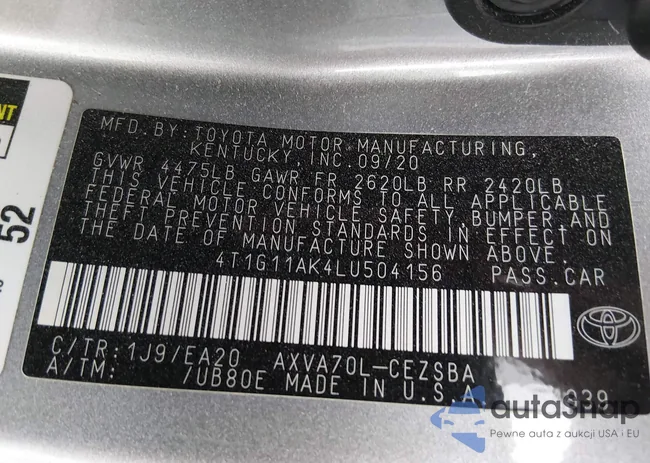 4T1G11AK4LU504156: 44302580