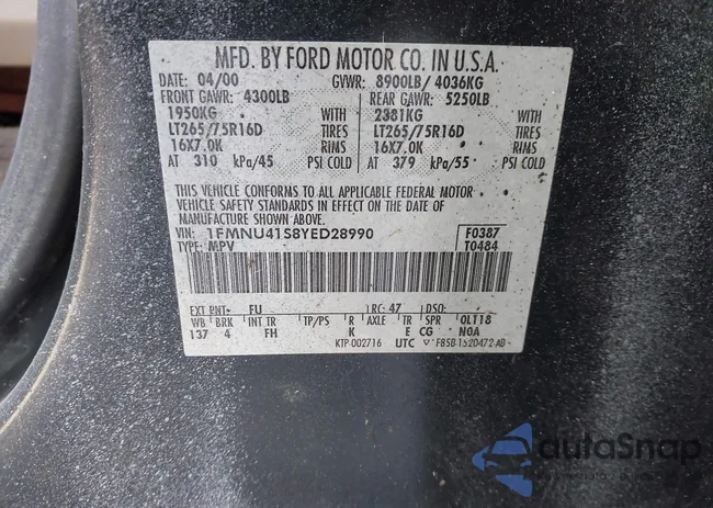 1FMNU41S8YED28990: 44302590