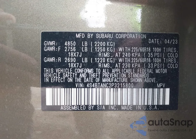 4S4BTANC2P3215800: 44301663