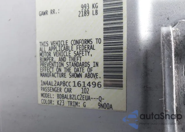 1N4AL2AP8CC161496: 44301667