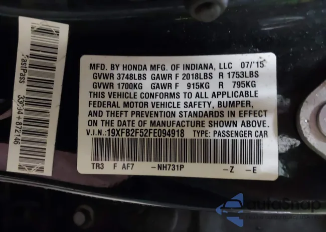 19XFB2F52FE094918: 44301721