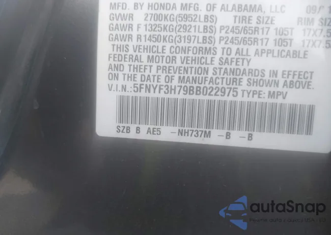 5FNYF3H79BB022975: 44301810