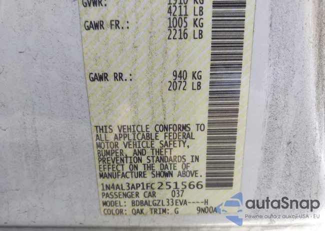 1N4AL3AP1FC251566: 44301925