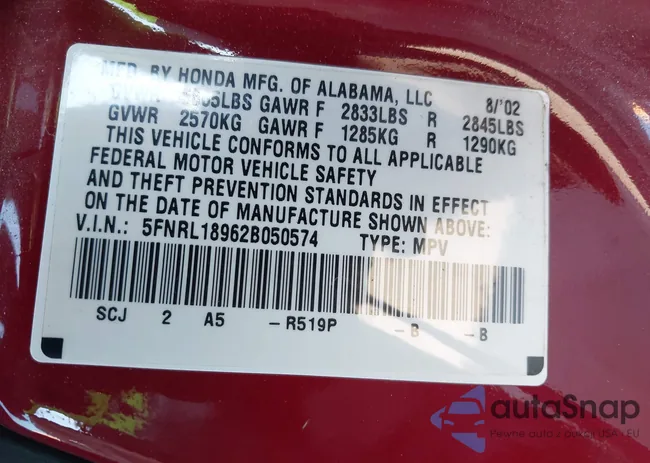 5FNRL18962B050574: 44301937