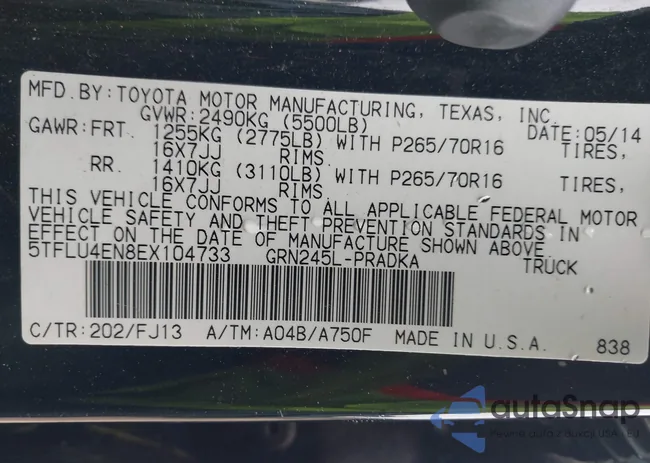 5TFLU4EN8EX104733: 44303022