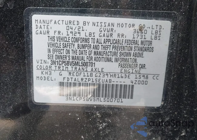 3N1CP5BV5ML500701: 44303072