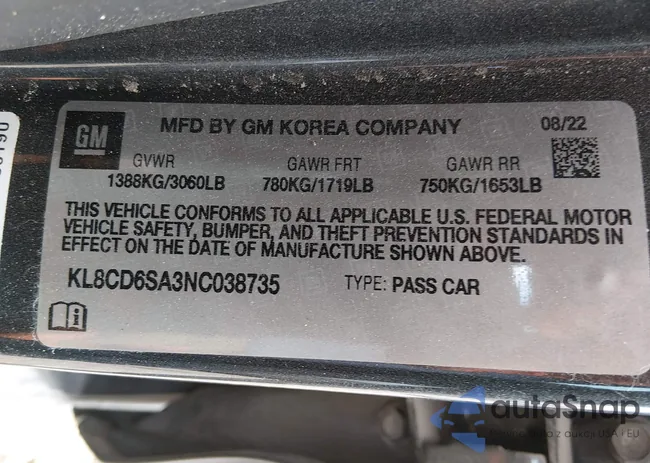 KL8CD6SA3NC038735: 44303080