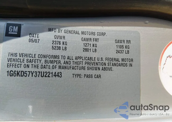 1G6KD57Y37U221443: 44303107