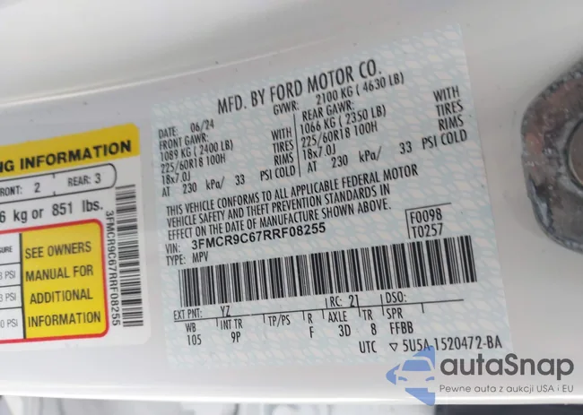 3FMCR9C67RRF08255: 44303137