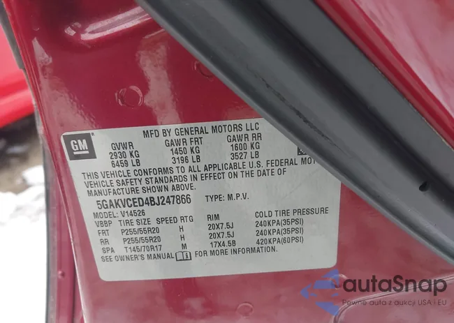 5GAKVCED4BJ247866: 44303247