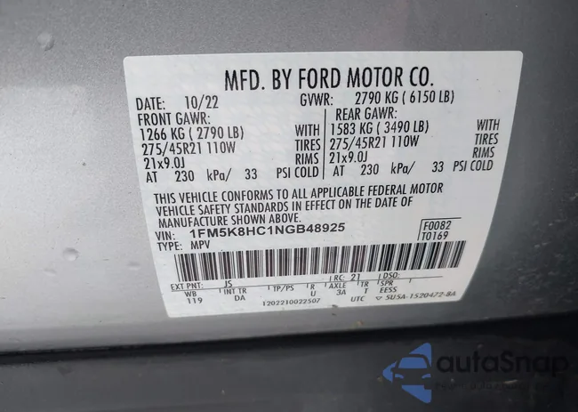 1FM5K8HC1NGB48925: 44303251