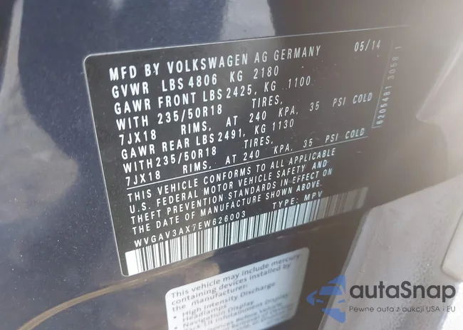 WVGAV3AX7EW626003: 44303271