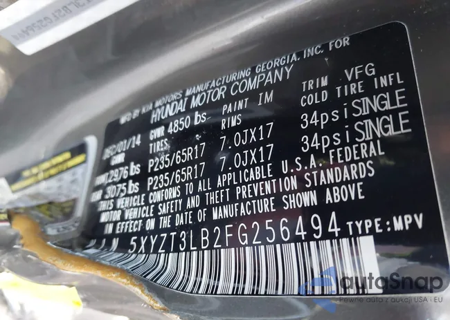 5XYZT3LB2FG256494: 44303423