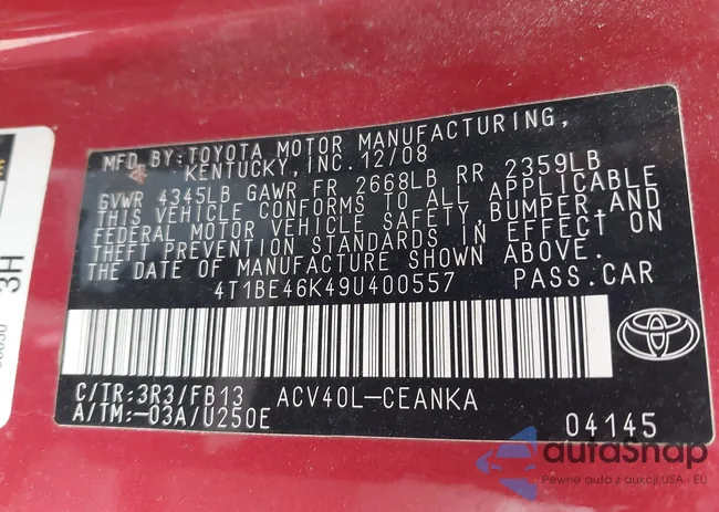 4T1BE46K49U400557: 44303445