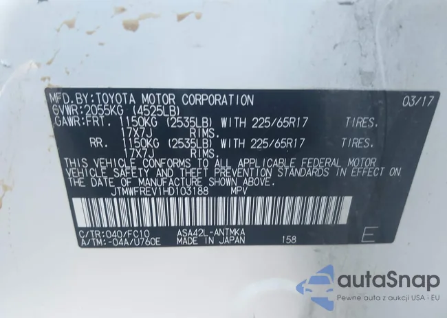 JTMWFREV1HD103188: 44302642