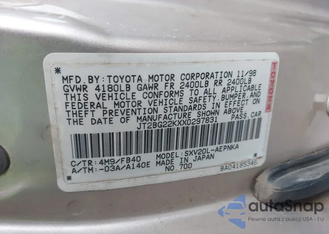 JT2BG22KXX0297831: 44302663