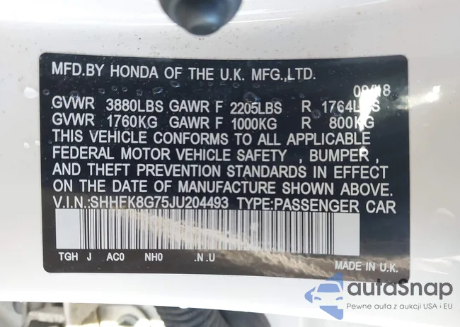 SHHFK8G75JU204493: 44302724