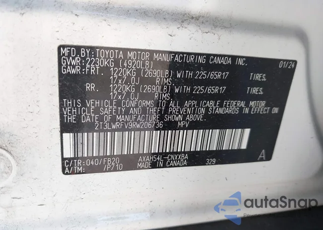 2T3LWRFV9RW206736: 44302737