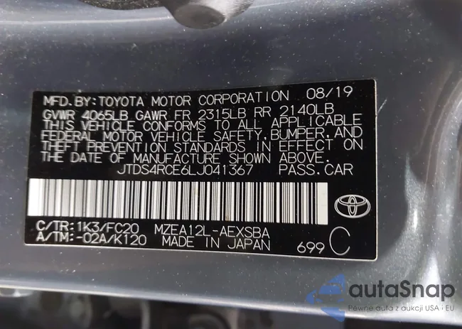 JTDS4RCE6LJ041367: 44302749