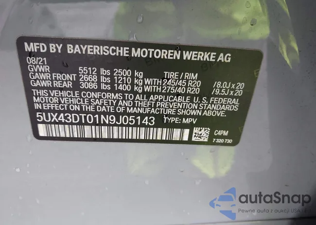 5UX43DT01N9J05143: 44302901