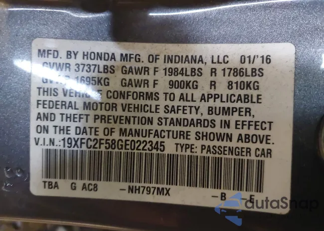 19XFC2F58GE022345: 44302920