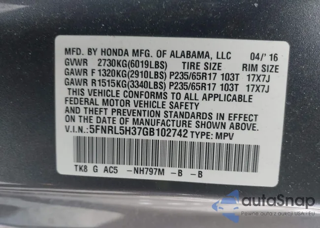 5FNRL5H37GB102742: 44302946