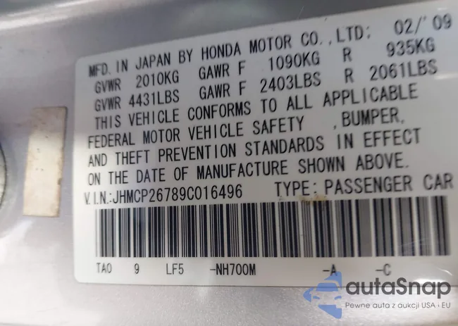 JHMCP26789C016496: 44304162