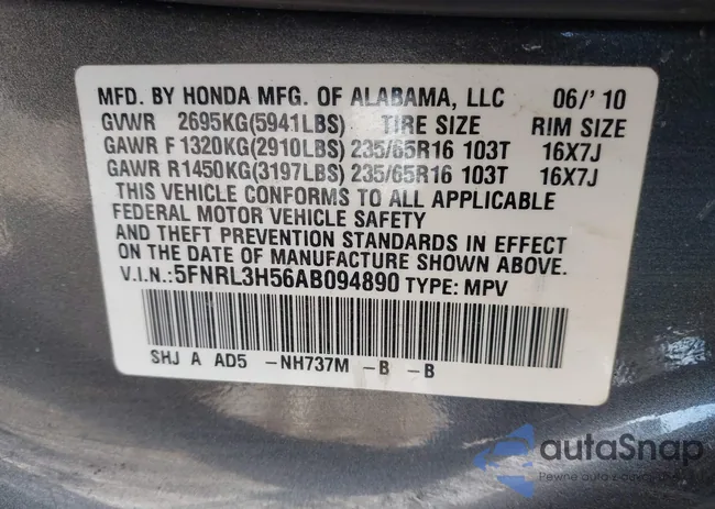 5FNRL3H56AB094890: 44304357