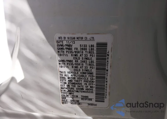 JN8AZ1MU7EW405035: 44304372