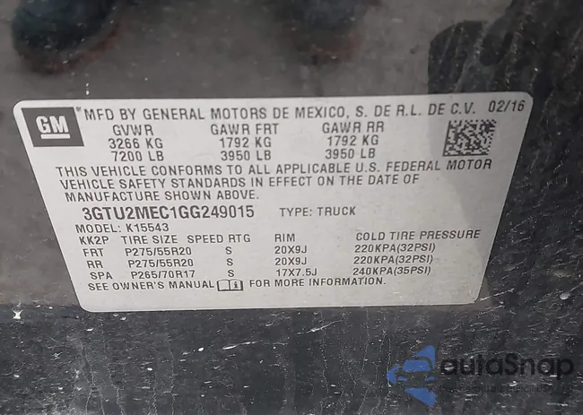 3GTU2MEC1GG249015: 44304522