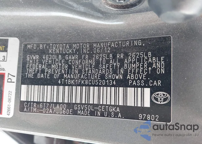 4T1BK1FK8CU520134: 44303660