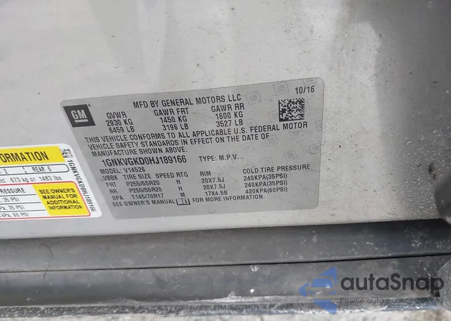 1GNKVGKD0HJ189166: 44303665