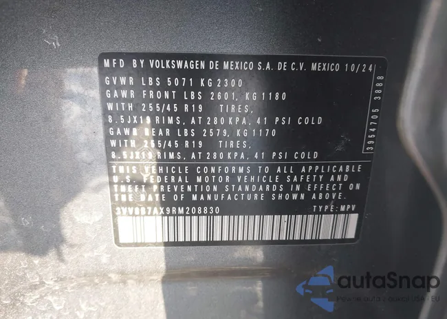 3VV8B7AX9RM208830: 44303780