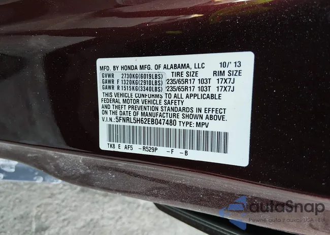 5FNRL5H62EB047480: 44303781