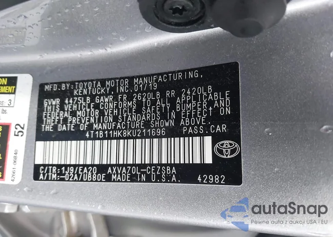 4T1B11HK8KU211696: 44303823