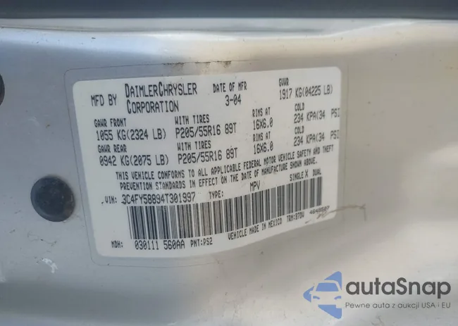 3C4FY58894T301997: 44303827