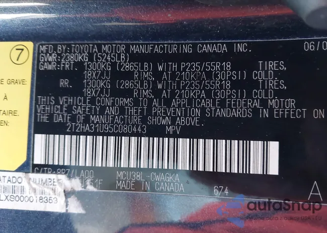 2T2HA31U95C080443: 44303864