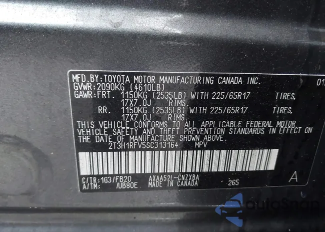 2T3H1RFV5SC313164: 44303873