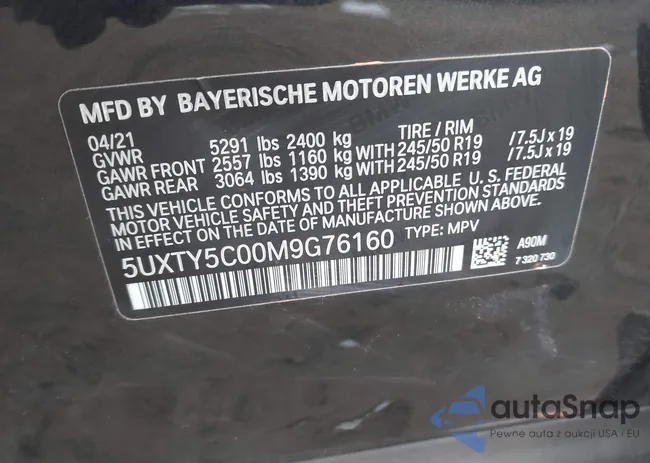 5UXTY5C00M9G76160: 44303905