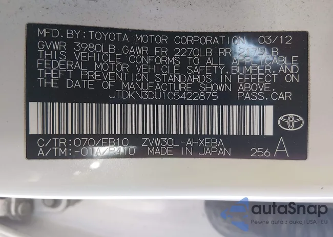 JTDKN3DU1C5422875: 44303912