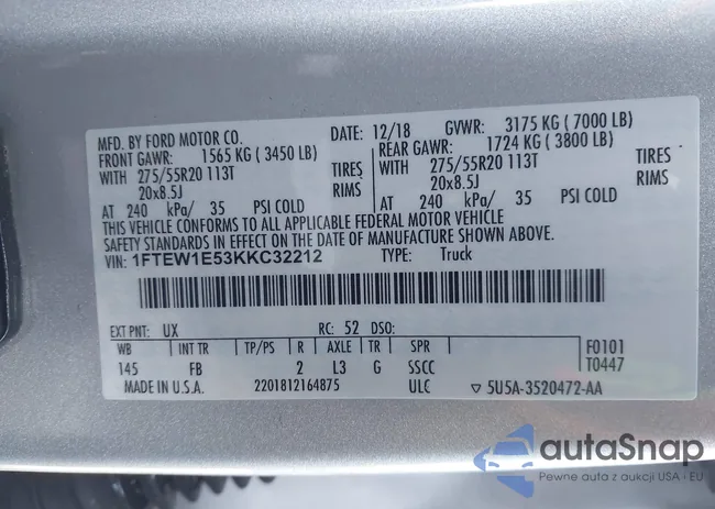 1FTEW1E53KKC32212: 44303915