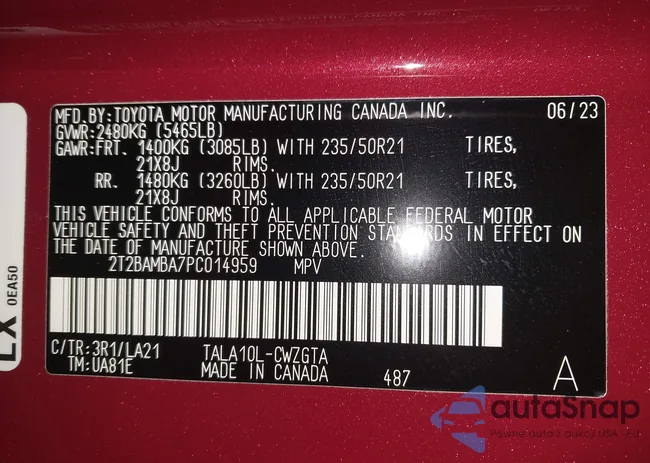 2T2BAMBA7PC014959: 44303929