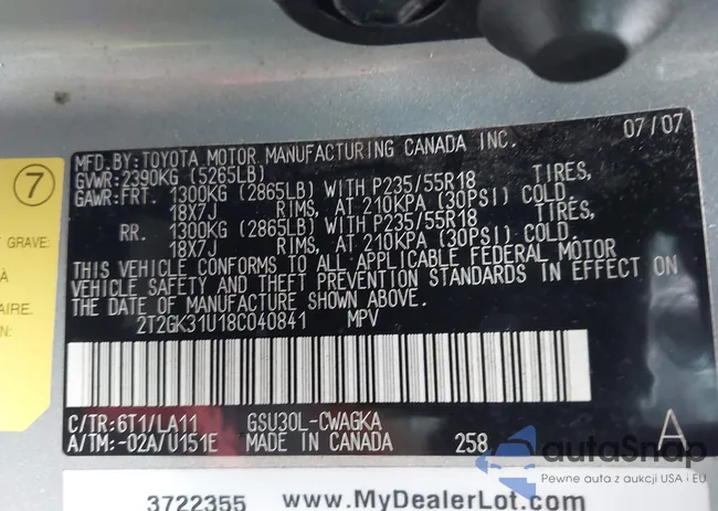 2T2GK31U18C040841: 44303952