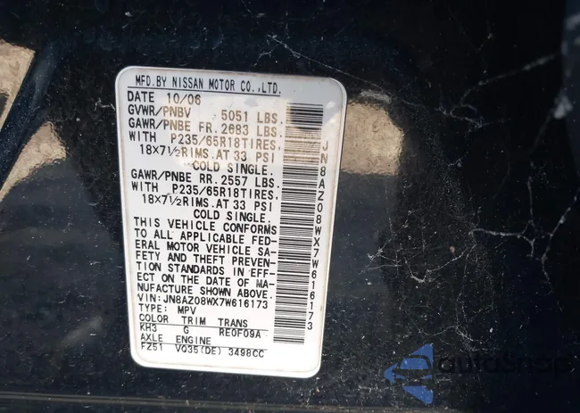 JN8AZ08WX7W616173: 44304012