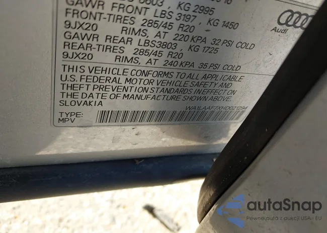 WA1LAAF7XHD021294: 44305248