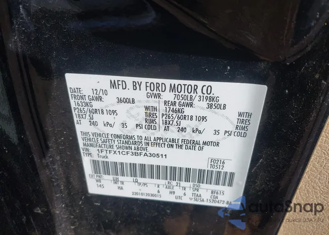 1FTFX1CF3BFA30511: 44305286