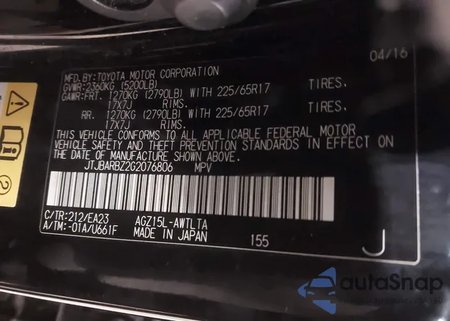 JTJBARBZ2G2076806: 44305331