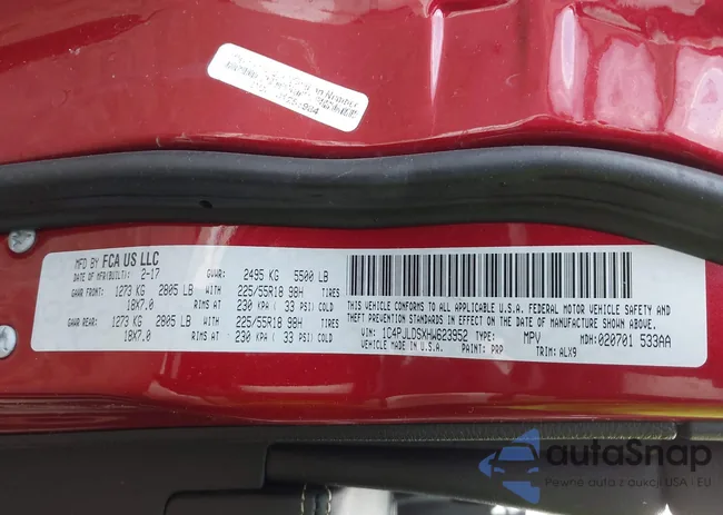 1C4PJLDSXHW623952: 44305363