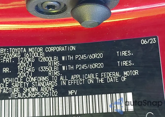 JTEAU5JR6P5295102: 44305435