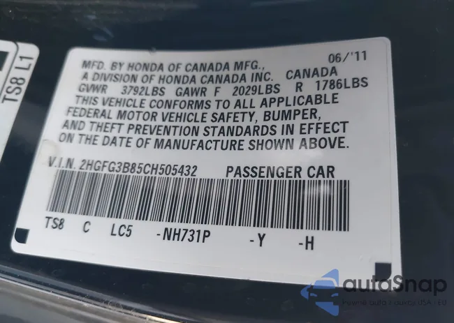 2HGFG3B85CH505432: 44305471